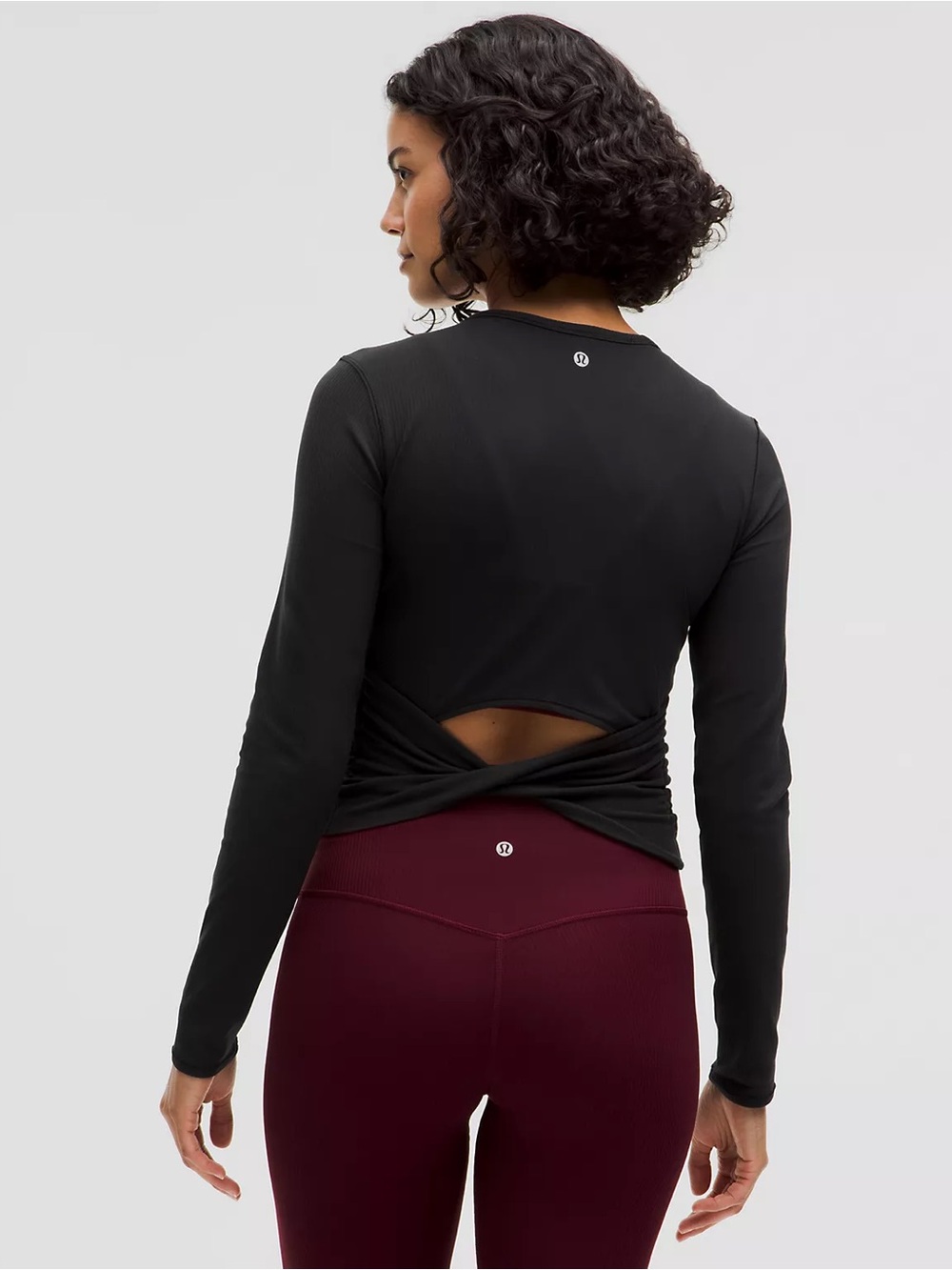 Lululemon Black Long-Sleeve Twist-Back Top